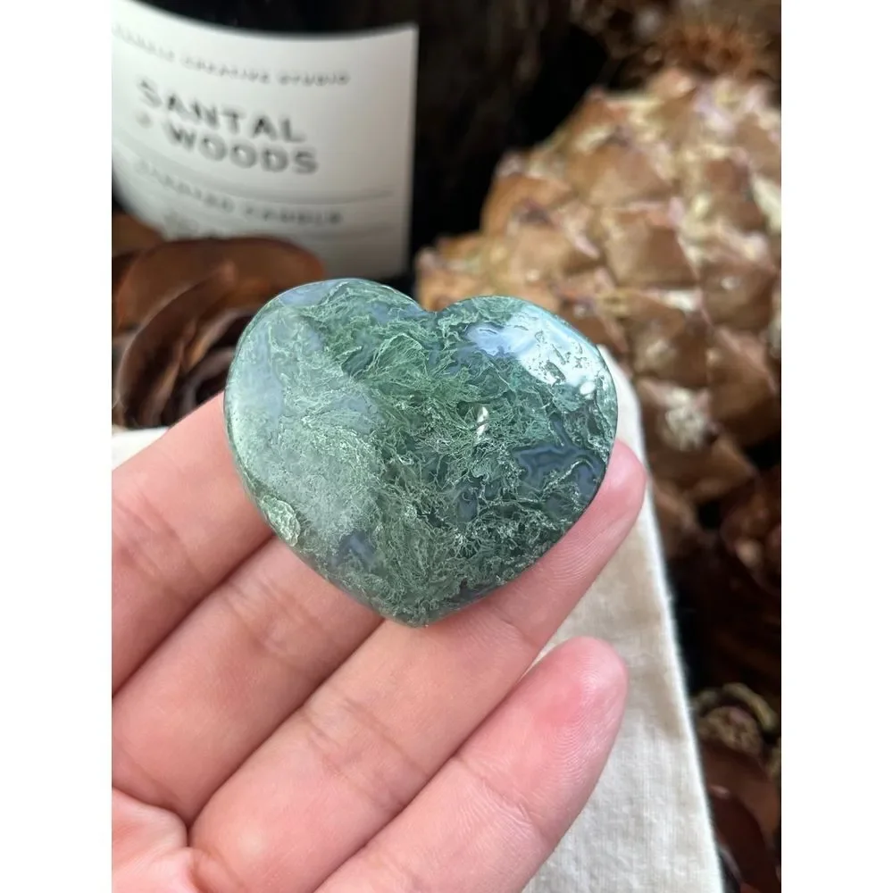 Moss agate bundle flame, heart and small‎ tower